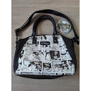 Loungefly Disney Alice Wonderland Black White Comic Bag Purse Coaster RARE HTF